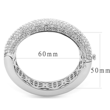 LO4302 - Brass Bangle Rhodium Women Top Grade Crystal Clear