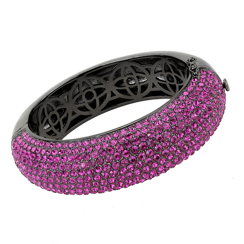 LO4303 - Brass Bangle TIN Cobalt Black Women Top Grade Crystal Fuchsia