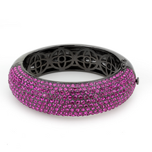 LO4303 - Brass Bangle TIN Cobalt Black Women Top Grade Crystal Fuchsia