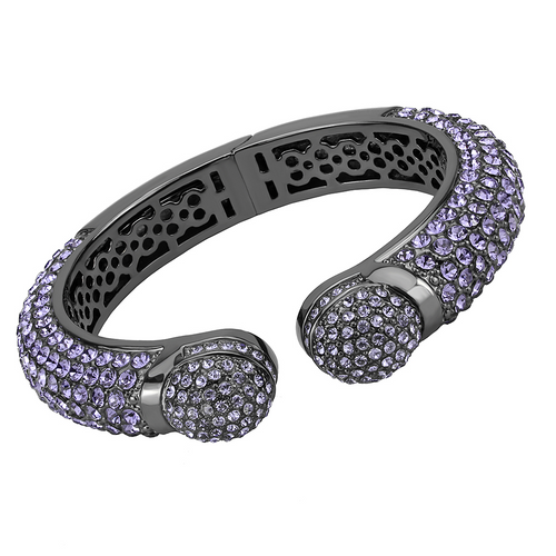 LO4312 - Brass Bangle TIN Cobalt Black Women Top Grade Crystal Tanzanite