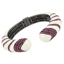 LO4322 - Brass Bangle TIN Cobalt Black Women Top Grade Crystal Fuchsia