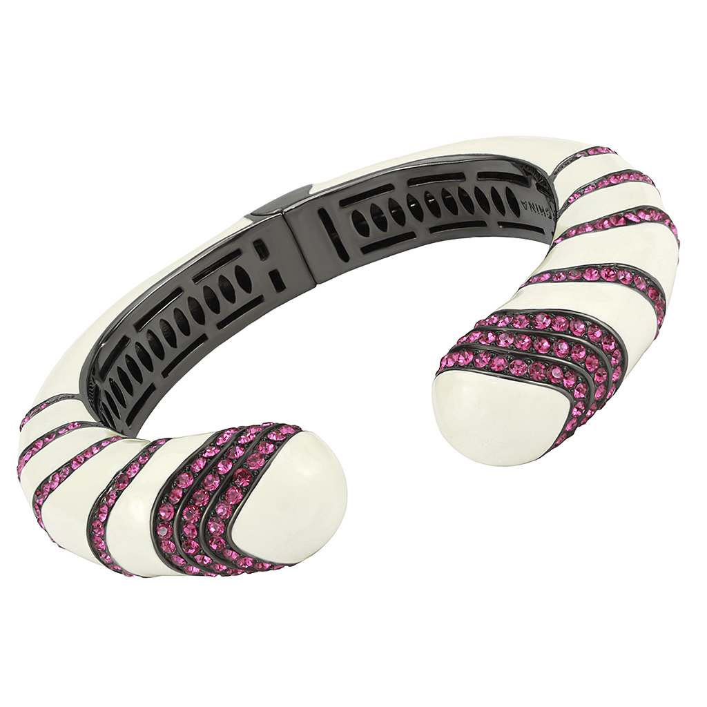 LO4322 - Brass Bangle TIN Cobalt Black Women Top Grade Crystal Fuchsia