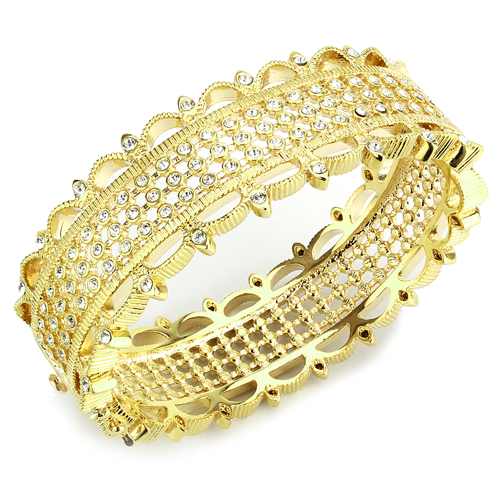 LO4345 - Brass Bangle Gold Women Top Grade Crystal Clear