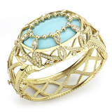 LO4348 - Brass Bangle Gold Women Synthetic Sea Blue