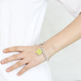 LO4646 - Brass Bracelet High-Polished Unisex Epoxy Emerald