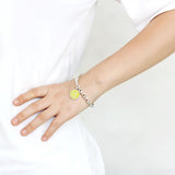 LO4651 - Brass Bracelet High-Polished Unisex Epoxy Emerald