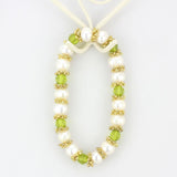 LO4656 - Antique Silver White Metal Bracelet with Synthetic Pearl in Peridot