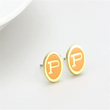 LO4676 - Gold Brass Earrings with Epoxy  in Orange