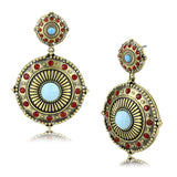 LO4685 - Brass Earrings Antique Copper Women Synthetic Sea Blue