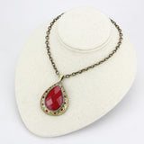 LO4686 - Brass Chain Pendant Antique Copper Women Synthetic Red Series