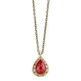 LO4686 - Brass Chain Pendant Antique Copper Women Synthetic Red Series
