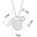 LO4693 - Brass Necklace Rhodium+Brushed Women Top Grade Crystal Light Amethyst