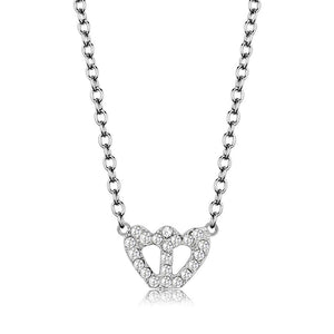 LO4694 - Rhodium Brass Necklace with Top Grade Crystal  in Clear