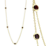 LO4702 - Gold Brass Necklace with AAA Grade CZ  in Garnet