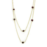 LO4702 - Brass Necklace Gold Women AAA Grade CZ Garnet