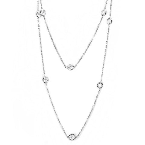 LO4704 - Brass Necklace Rhodium Women AAA Grade CZ Clear