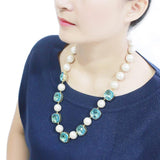 LO4706 - Brass Necklace Gold Women Synthetic Sea Blue