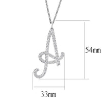 LO4707 - Silver Brass Chain Pendant with Top Grade Crystal  in Clear