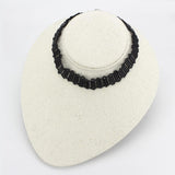 LO4724 - Rhodium White Metal Necklace with Synthetic Synthetic Glass in Jet