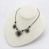 LO4727 - Ruthenium White Metal Necklace with Synthetic Synthetic Glass in Jet