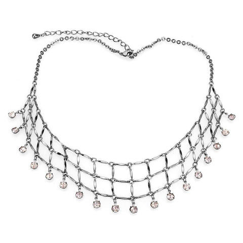 LO4731 - Ruthenium White Metal Necklace with Top Grade Crystal  in Light Amethyst