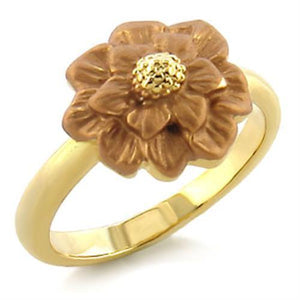 LO505 - White Metal Ring Gold Women Top Grade Crystal Light Smoked
