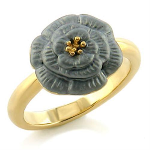 LO507 - White Metal Ring Gold Women Top Grade Crystal Light Smoked