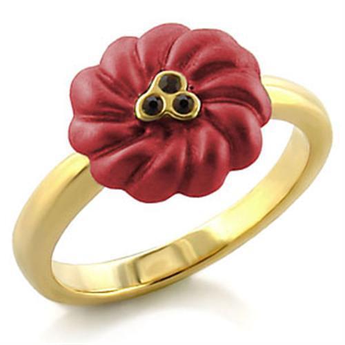 LO517 - White Metal Ring Gold Women Top Grade Crystal Siam
