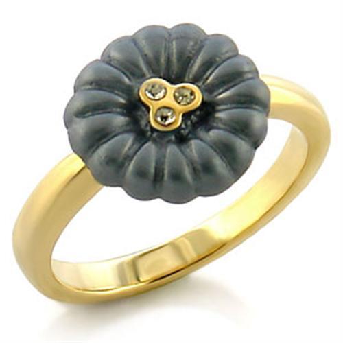 LO519 - White Metal Ring Gold Women Top Grade Crystal Blue Topaz