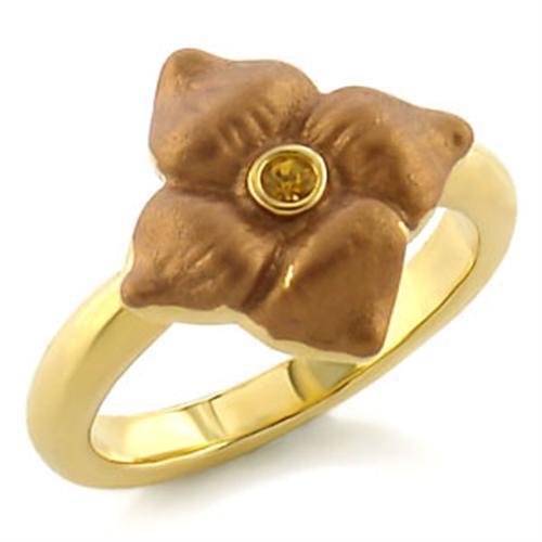 LO527 - White Metal Ring Gold Women Top Grade Crystal Topaz