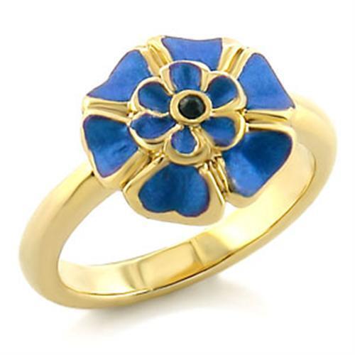LO532 - White Metal Ring Gold Women Top Grade Crystal Emerald