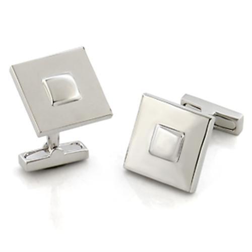 LO554 - Brass Cufflink Rhodium Men No Stone No Stone