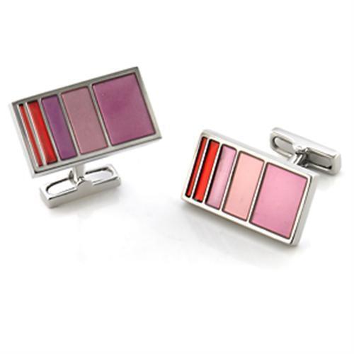 LO555 - Brass Cufflink Rhodium Men No Stone No Stone