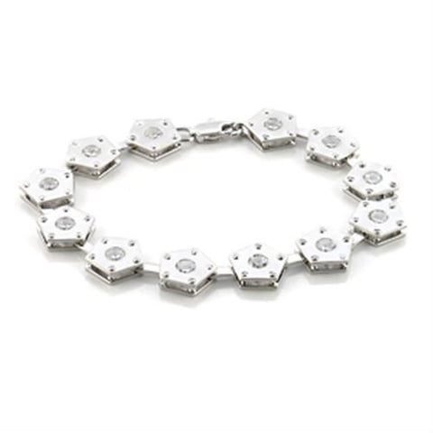 LO584 - Brass Bracelet Matte Rhodium & Rhodium Women AAA Grade CZ Clear