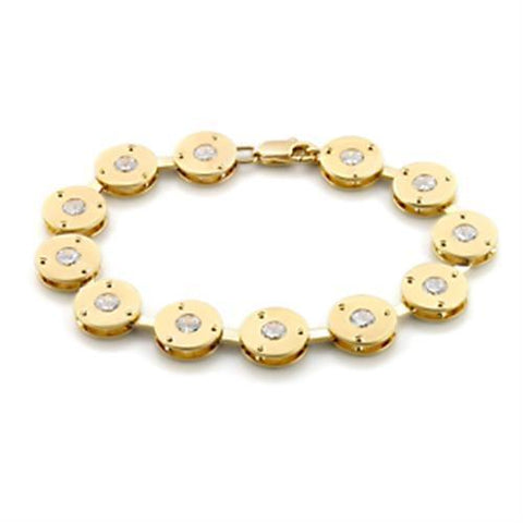 LO591 - Brass Bracelet Matte Gold & Gold Women AAA Grade CZ Clear