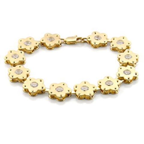 LO596 - Brass Bracelet Matte Gold & Gold Women AAA Grade CZ Clear