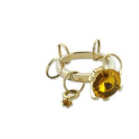LO600 - Brass Key Ring Gold Unisex Synthetic Topaz