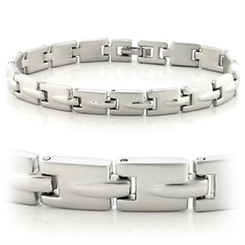 LO606 - White Metal Bracelet Matte Rhodium & Rhodium Women No Stone No Stone