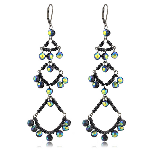 LO628 - Brass Earrings Antique Silver Women Top Grade Crystal Multi Color