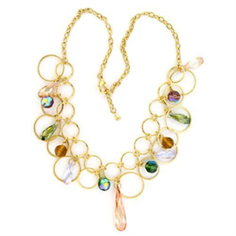 LO724 - Brass Necklace Gold Women AAA Grade CZ Multi Color