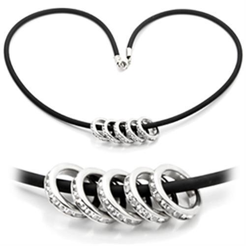 LO826 - Brass Chain Pendant Rhodium Women Top Grade Crystal Clear