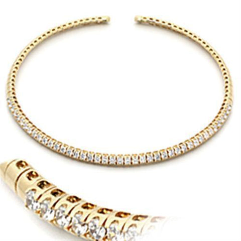 LO830 - Brass Necklace Gold Women AAA Grade CZ Clear