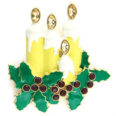 LO844 - Gold White Metal Brooches with Top Grade Crystal  in Citrine Yellow