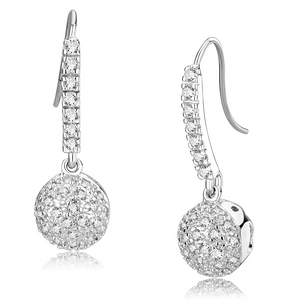 LO893 - Brass Earrings Rhodium Women AAA Grade CZ Clear