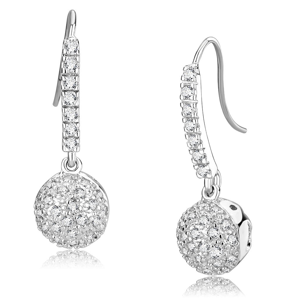 LO893 - Brass Earrings Rhodium Women AAA Grade CZ Clear