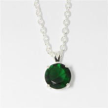 LOA072 - Brass Chain Pendant Silver Women Synthetic Emerald