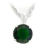 LOA072 - Brass Chain Pendant Silver Women Synthetic Emerald