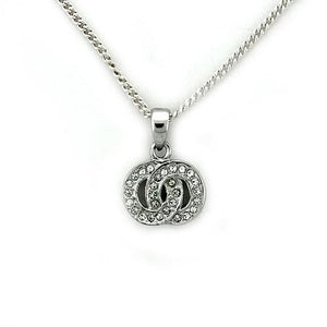 LOA1163 - Brass Chain Pendant Rhodium Women Top Grade Crystal Clear