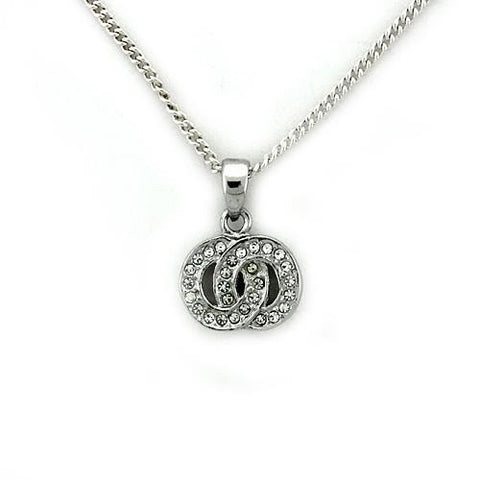 LOA1163 - Brass Chain Pendant Rhodium Women Top Grade Crystal Clear