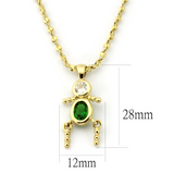 LOA1358 - Brass Chain Pendant Gold Women AAA Grade CZ Emerald